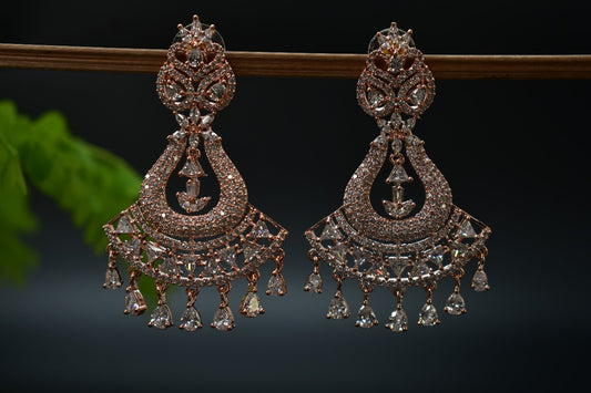 Elina Rose Gold Polish AD Designer Earrings