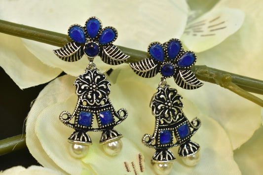 Charvi Blue Oxidized Earrings