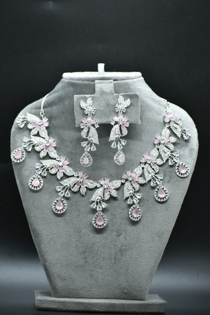 Viha Silver Polish CZ Designer Necklace Set