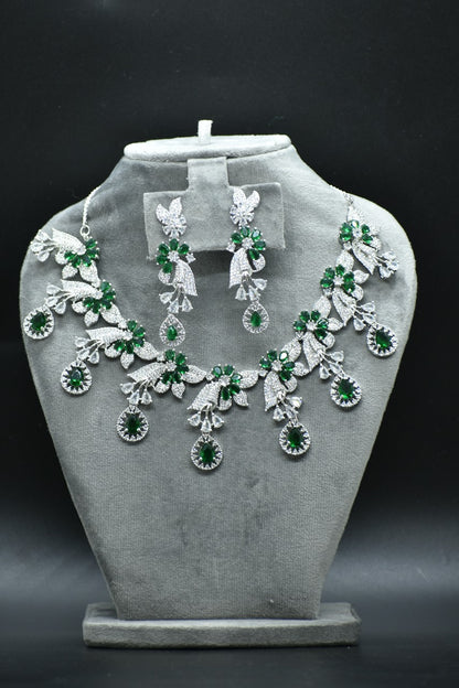 Viha Silver Polish CZ Designer Necklace Set