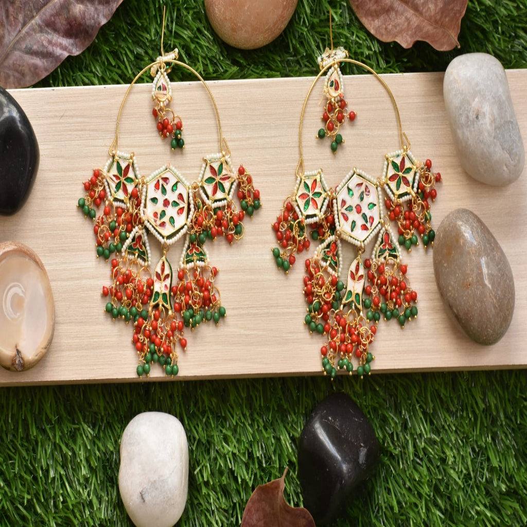 Red polki Dangle earrings