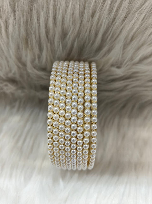 Gold Pearl Bangles