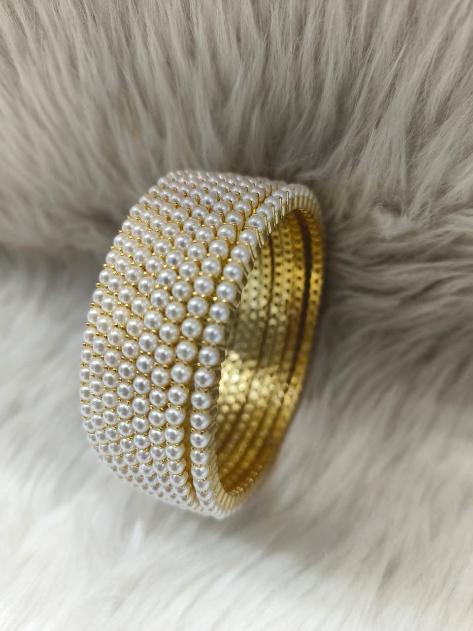 Gold Pearl Bangle
