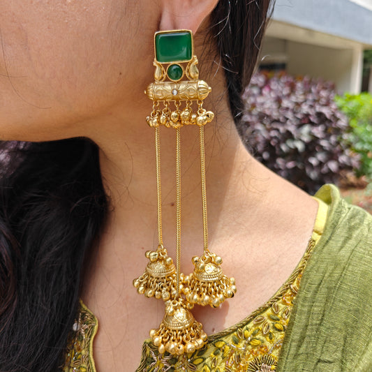 Women Brass Zooni Kashmiri Gold Plated Chandbalis