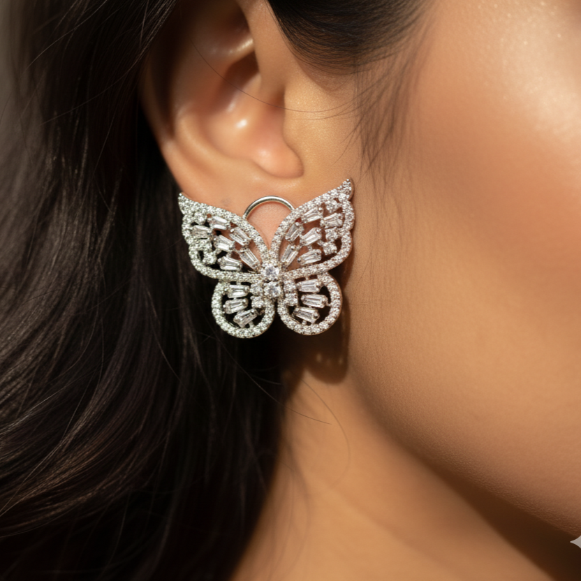 Zircon Butterfly-shaped earrings 