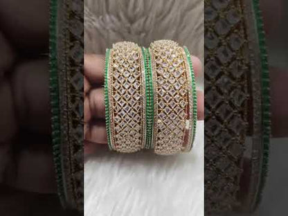 AD Green and gold diamond shaped bangle set