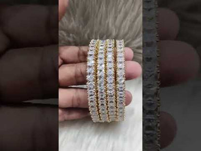 AD Gold plated stoned bangle set 