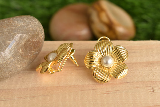 Brass Flower Stud Earrings
