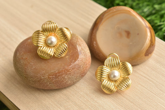 Brass Flower Stud Earrings