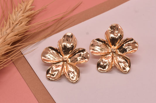 Flower Brass Stud Designer Earrings