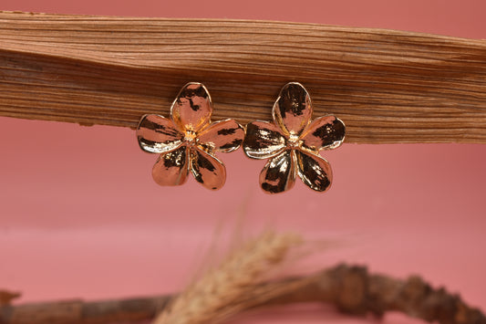 Flower Brass Stud Designer Earrings