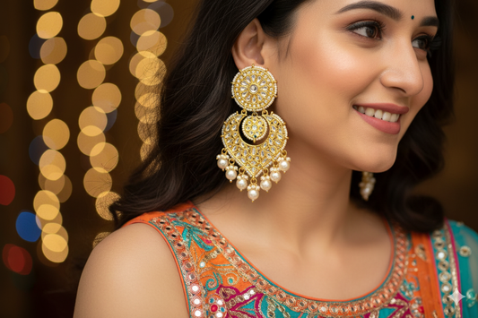women wearing festive earrings 