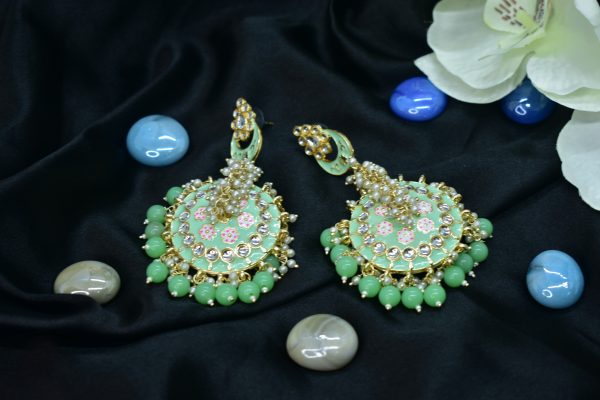 Mint Green Polki Earrings
