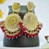 Dipta Designer Red Kundan Jhumki