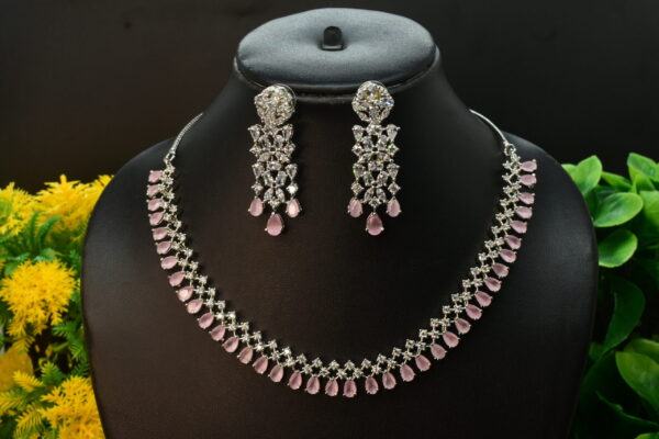 Silver AD Pink Necklace