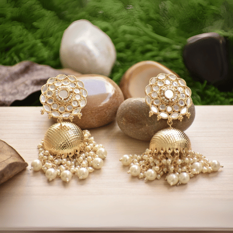 Minimal Polki Pearl Jhumki